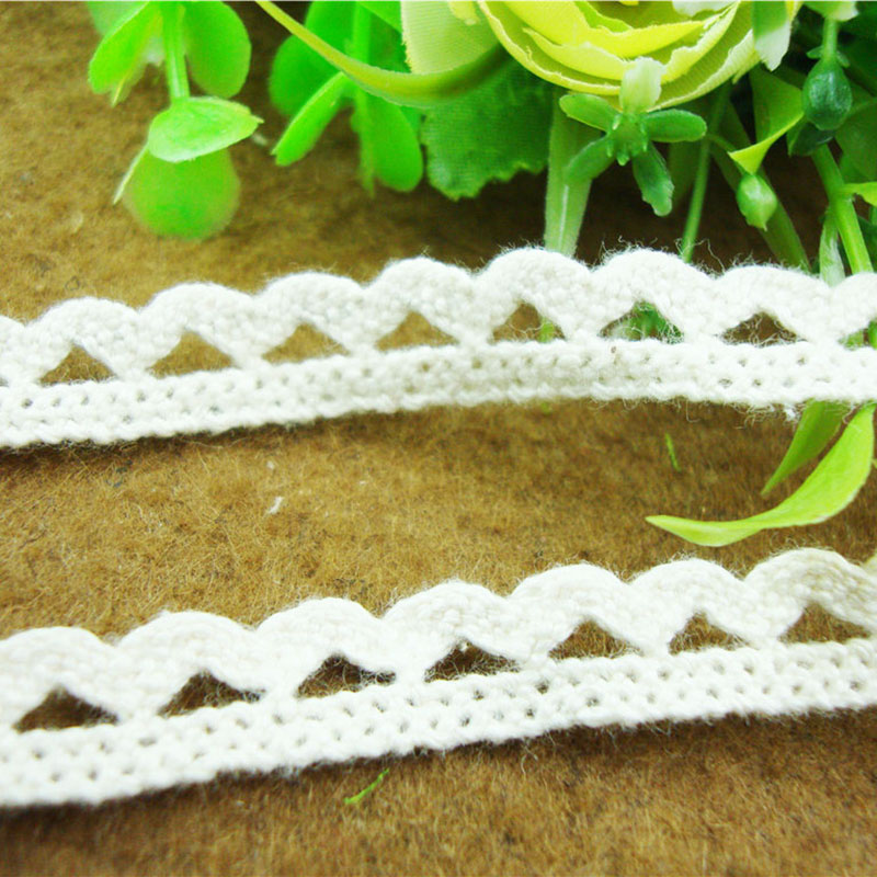 1.2cm cotton thread lace, knitted, hand-made collar and cuff, children's clothing accessories, home textiles, curtains, small barcode Specification image