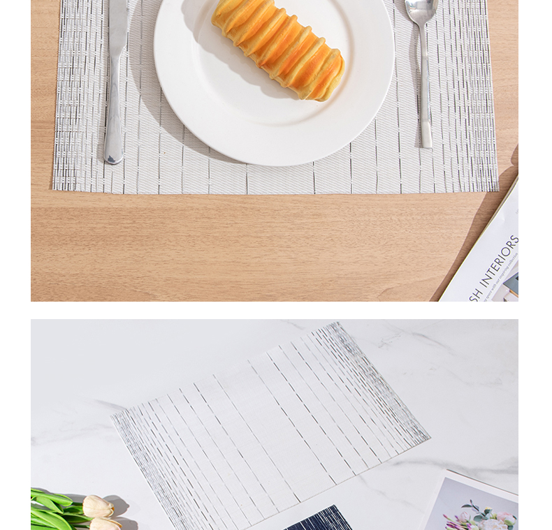 餐垫编织隔热垫简约特斯林酒店西餐卓垫家用pvc条纹方形防烫垫子详情4