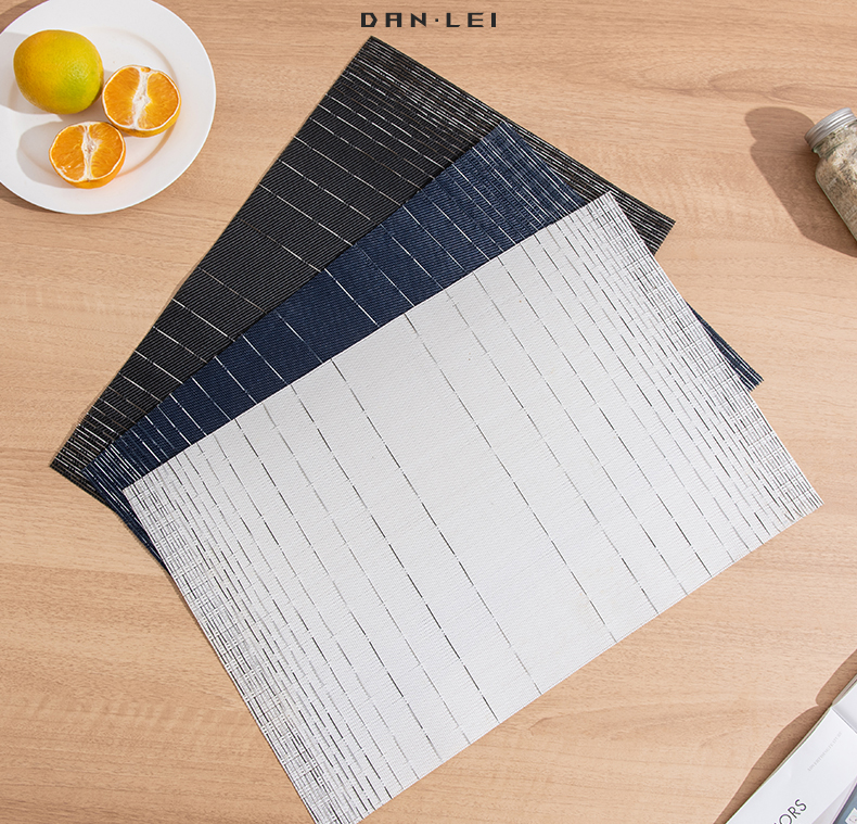 餐垫编织隔热垫简约特斯林酒店西餐卓垫家用pvc条纹方形防烫垫子详情1