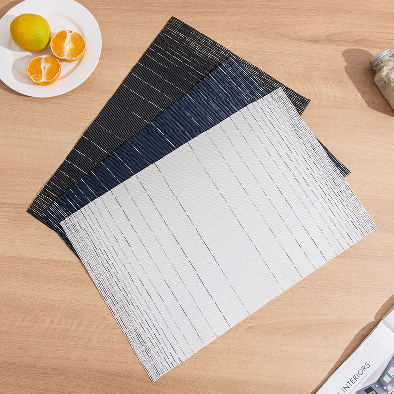 餐垫编织隔热垫简约特斯林酒店西餐卓垫家用pvc条纹方形防烫垫子