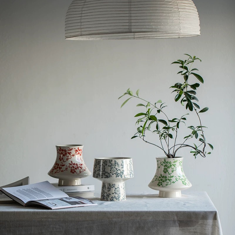 Blue and white porcelain pattern Phalaenopsis ceramic flowerpot, Chinese-style interior decoration, retro porcelain, universal basin for green plants and flowers, vase ornament, vase decoration, ceramic vase, ceramic flowerpot, porcelain vase, simple vase, vase decoration pic 5