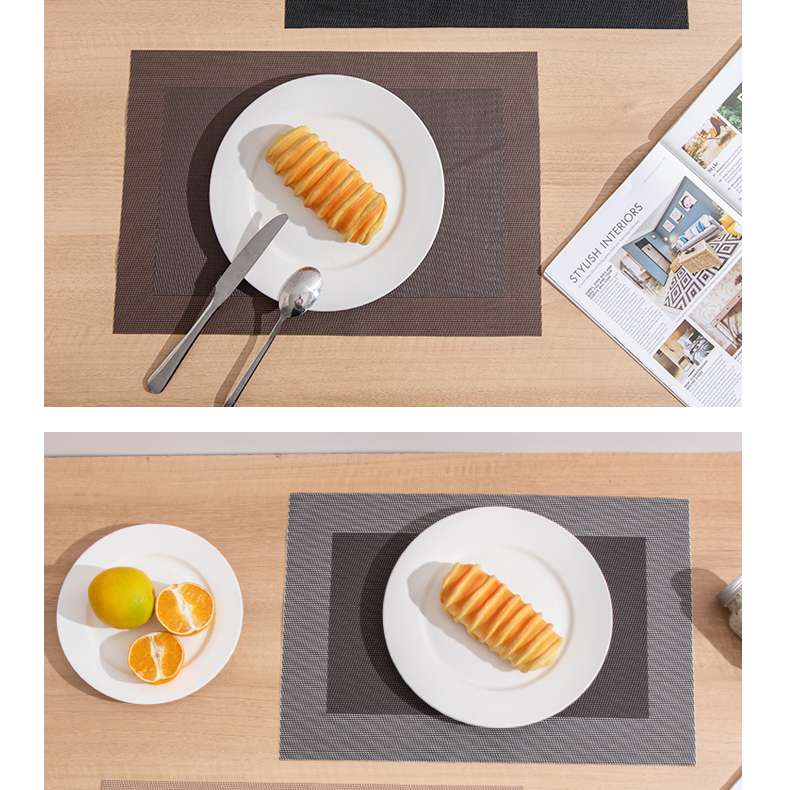 简约回字框特斯餐具林餐垫PVC编织家用餐桌杯酒店隔热垫杯西餐详情3