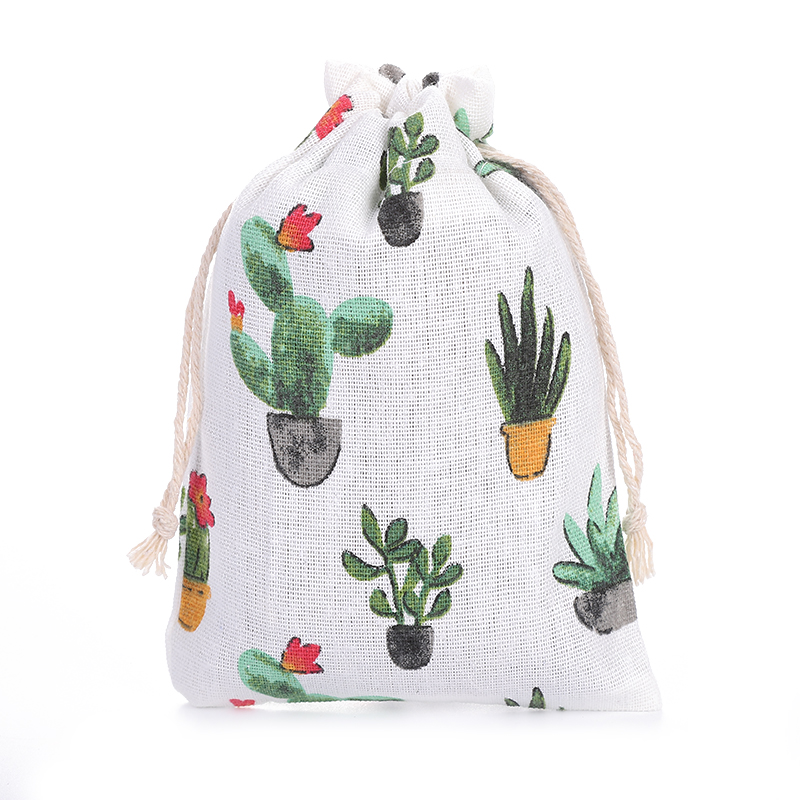 10*14 cotton and linen fabric printed TV cat gift bag, drawstring bag, mosquito repellent bag, dried flower bag, cloth bag Item Picture