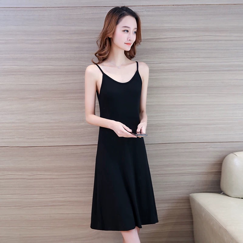 连衣裙夏中长款宽松韩版无袖包臀打底衫背心吊带莫代尔2024新款