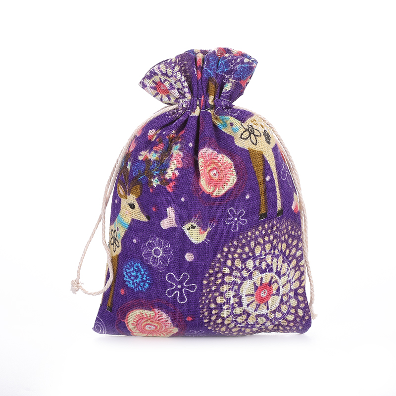 10*14 cotton and linen fabric printed pollen chrysanthemum gift bag, drawbag, mosquito repellent bag, dried flower bag Application Scenario