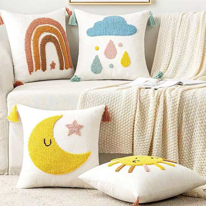 Three-dimensional circle velvet series three colors rainbow living room sofa pillow, pillow case thumbnail
