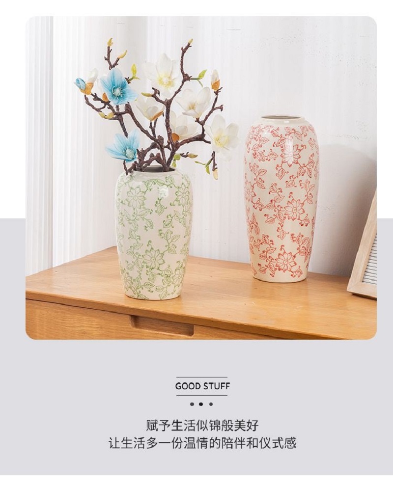 青花瓷纹蝴蝶兰陶瓷花盆中国风室内装饰复古瓷器绿植花卉通用盆花瓶陶瓷花瓶花瓶装饰干花插花花瓶摆件瓷花瓶简约花瓶详情2