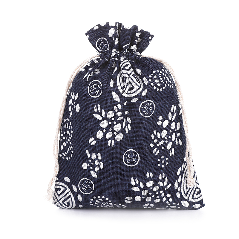 10*14 cotton and linen fabric printed pollen chrysanthemum gift bag, drawbag, mosquito repellent bag, dried flower bag Item Picture