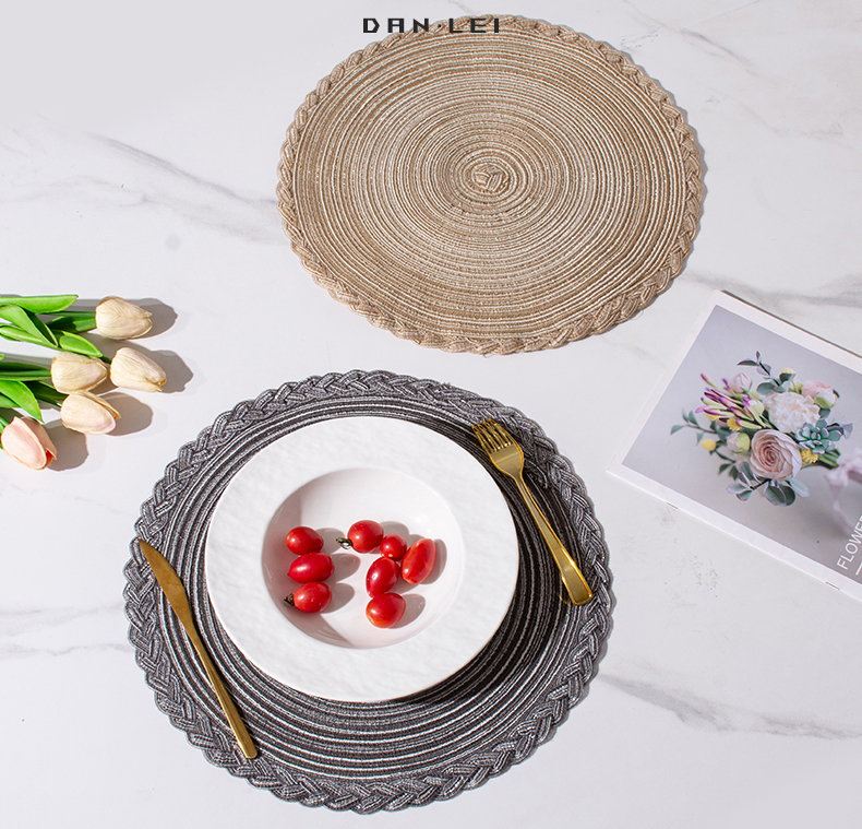 北欧风格家居餐垫餐桌垫棉线家用烘焙美食背景跨境圆形隔热垫杯垫详情1