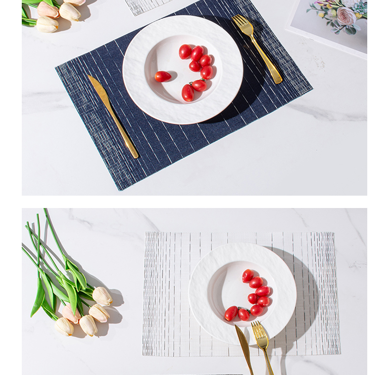 餐垫编织隔热垫简约特斯林酒店西餐卓垫家用pvc条纹方形防烫垫子详情5
