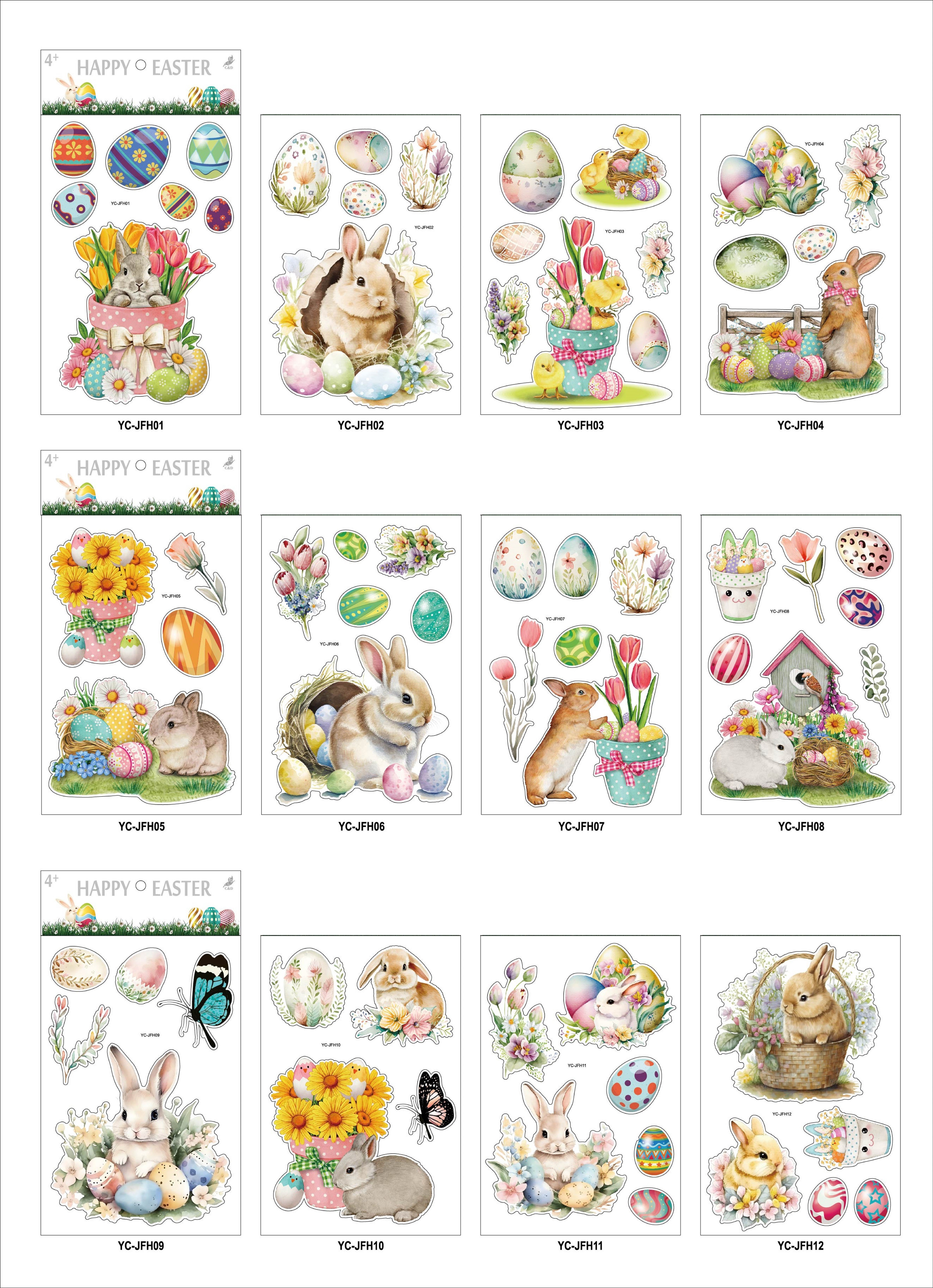 Cross-border decorative stickers and pictures can be freely pasted. Easter static film stickers, decorative wall stickers, party decorative stickers pic 1