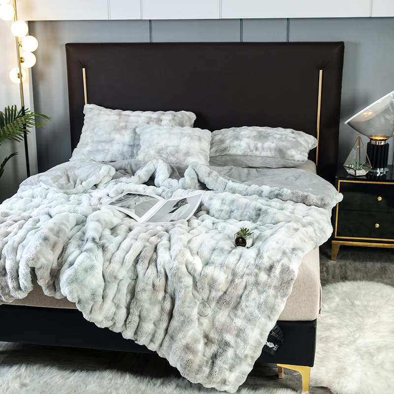 Winter quilt thickened warm fleece quilt core, seven-color rabbit fleece bubble milk fleece single and double quilt set, double-sided fleece gift quilt DB Home Textiles details Picture