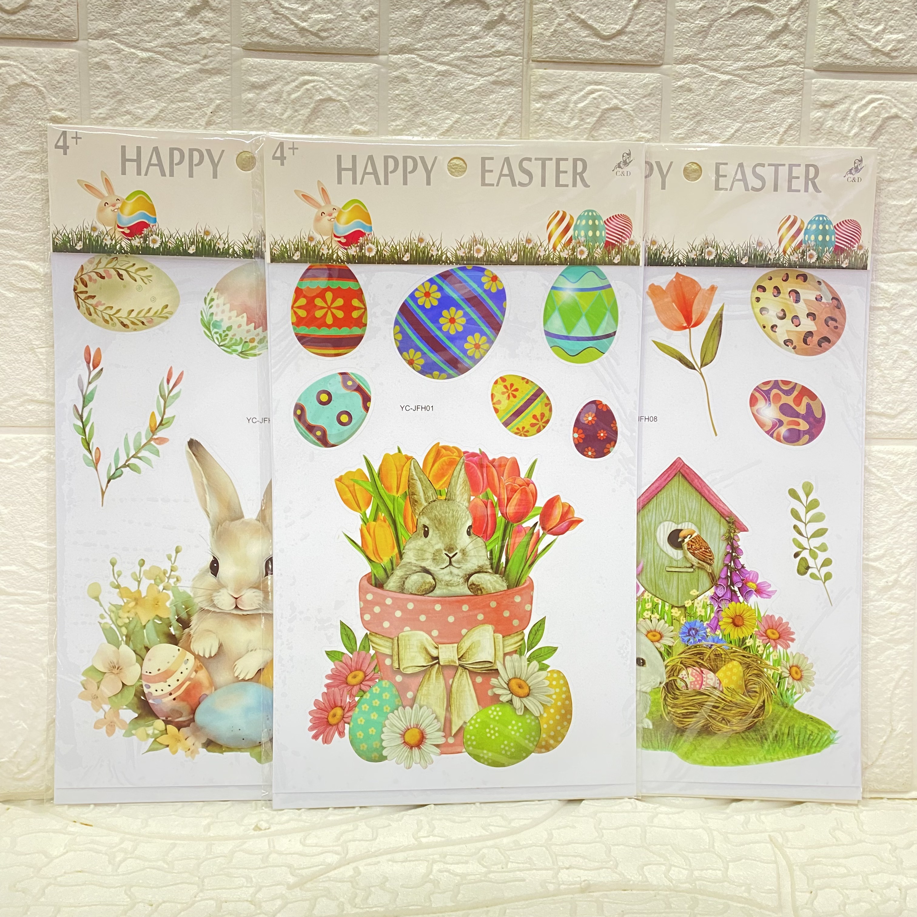 Cross-border decorative stickers and pictures can be freely pasted. Easter static film stickers, decorative wall stickers, party decorative stickers
