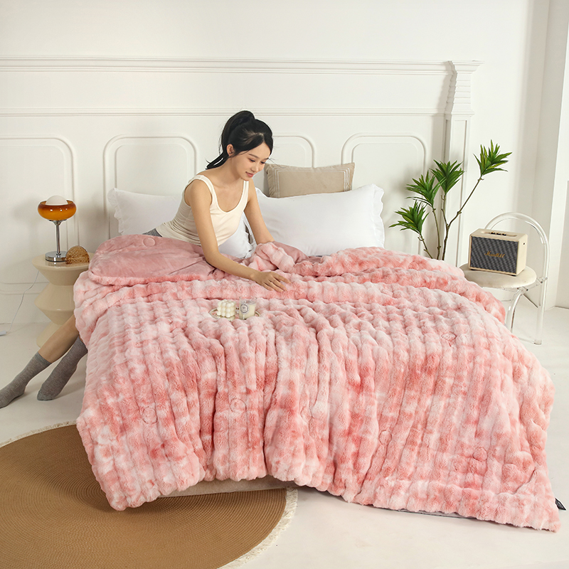 Winter quilt thickened warm fleece quilt core, seven-color rabbit fleece bubble milk fleece single and double quilt set, double-sided fleece gift quilt DB Home Textiles