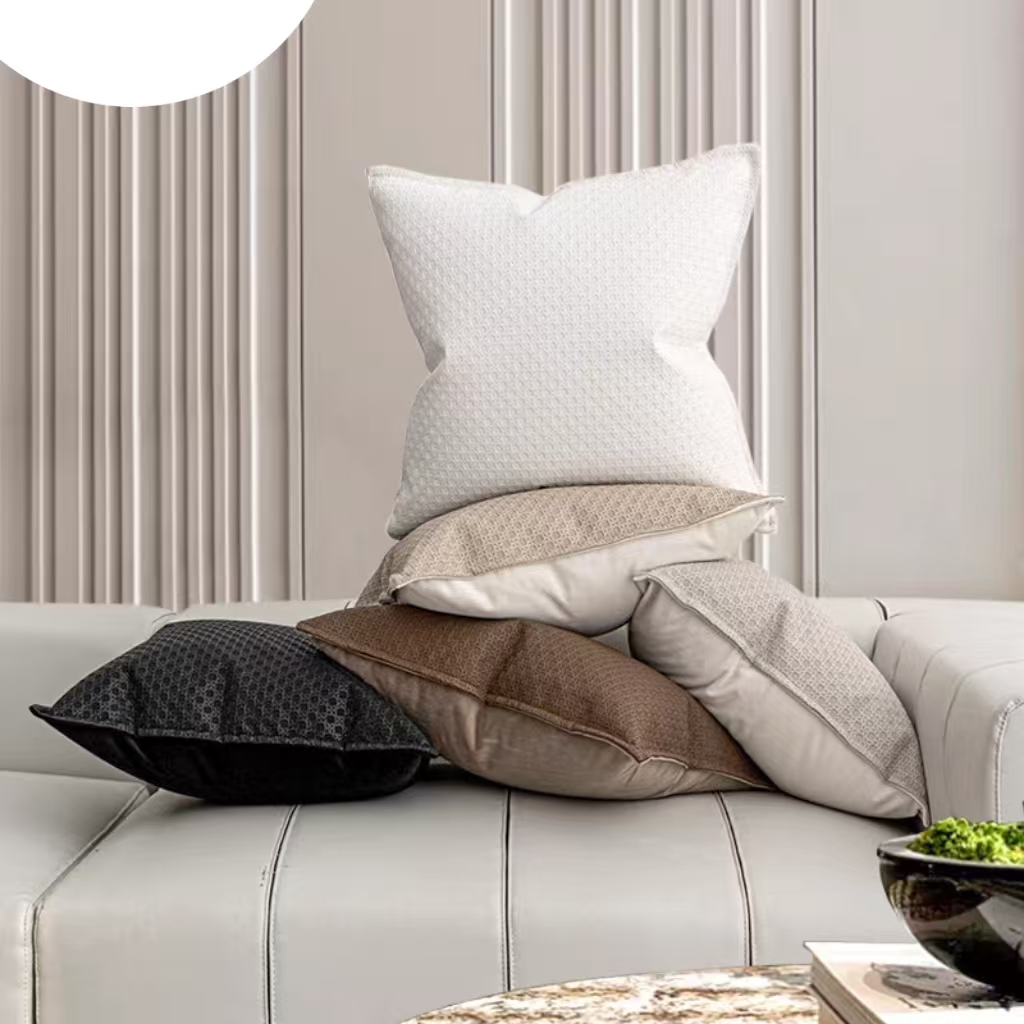 Simple Nordic wind cream solid color living room sofa pillow, pillow case thumbnail