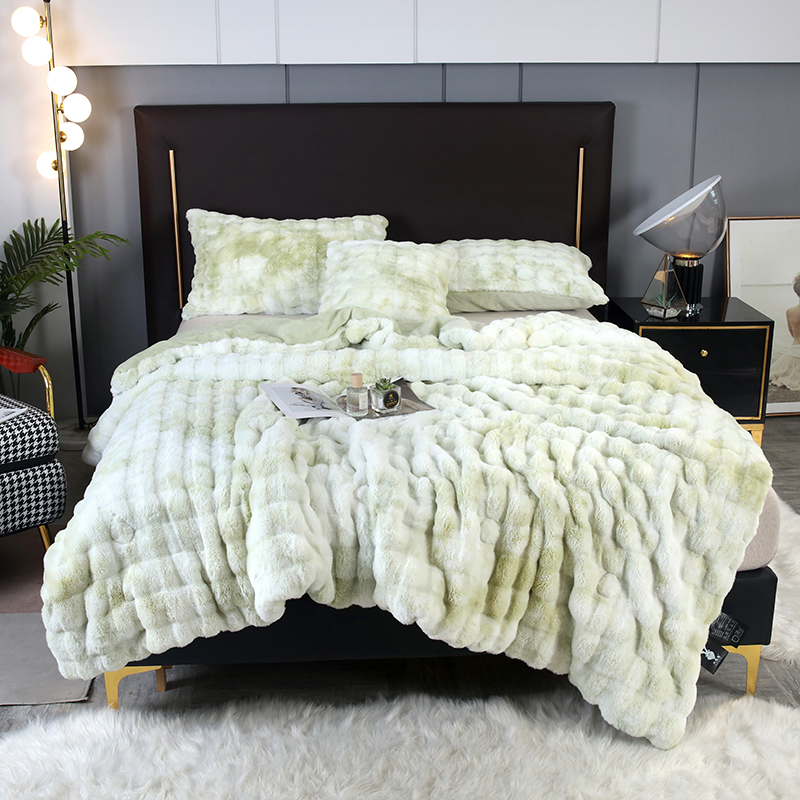 Winter quilt thickened warm fleece quilt core, seven-color rabbit fleece bubble milk fleece single and double quilt set, double-sided fleece gift quilt DB Home Textiles Specification image