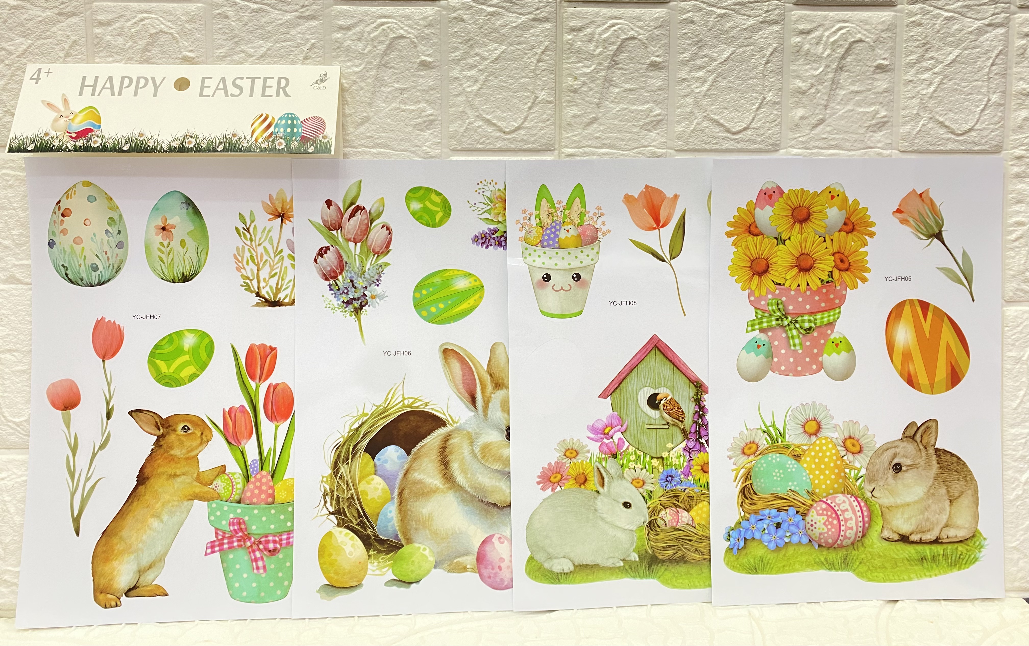 Cross-border decorative stickers and pictures can be freely pasted. Easter static film stickers, decorative wall stickers, party decorative stickers pic 5