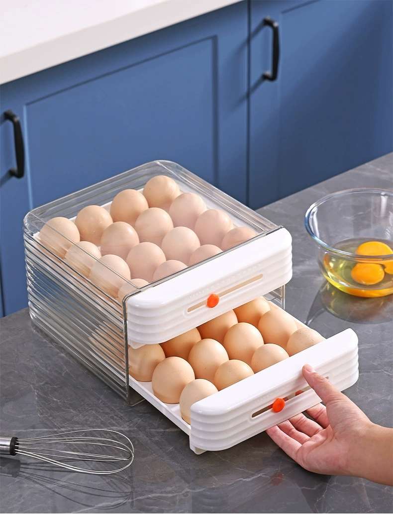 K10-2758两层鸡蛋收纳盒冰箱用食品级鸡蛋盒专用冷冻盒子鸭蛋速冻保鲜盒抽屉式详情图12