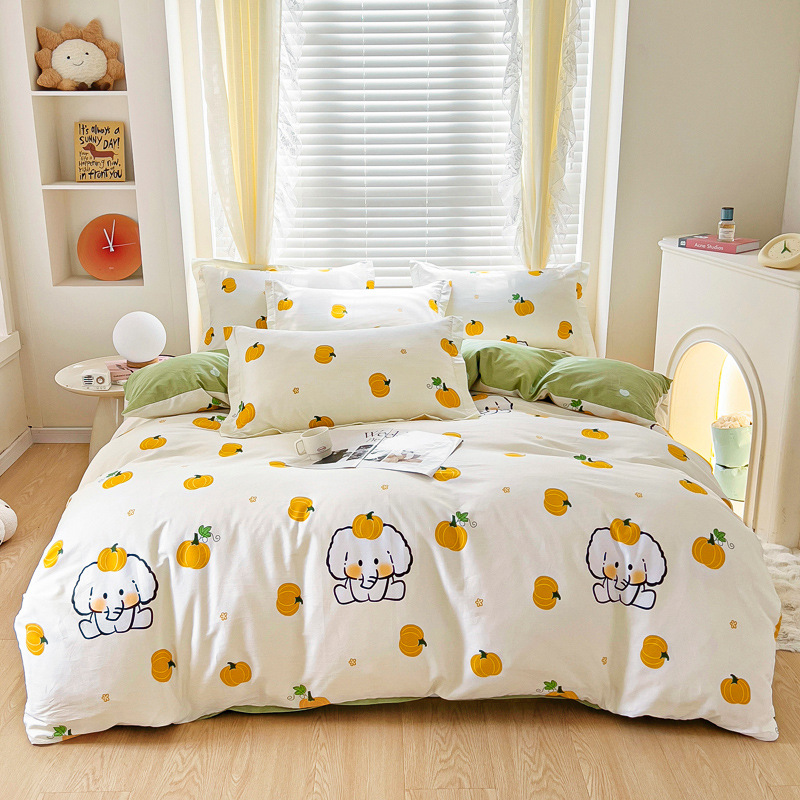 All-cotton four-piece set, 100% pure cotton twill printed quilt cover, quilt cover, bed sheet style, dormitory three-piece set gift group purchase Item Picture