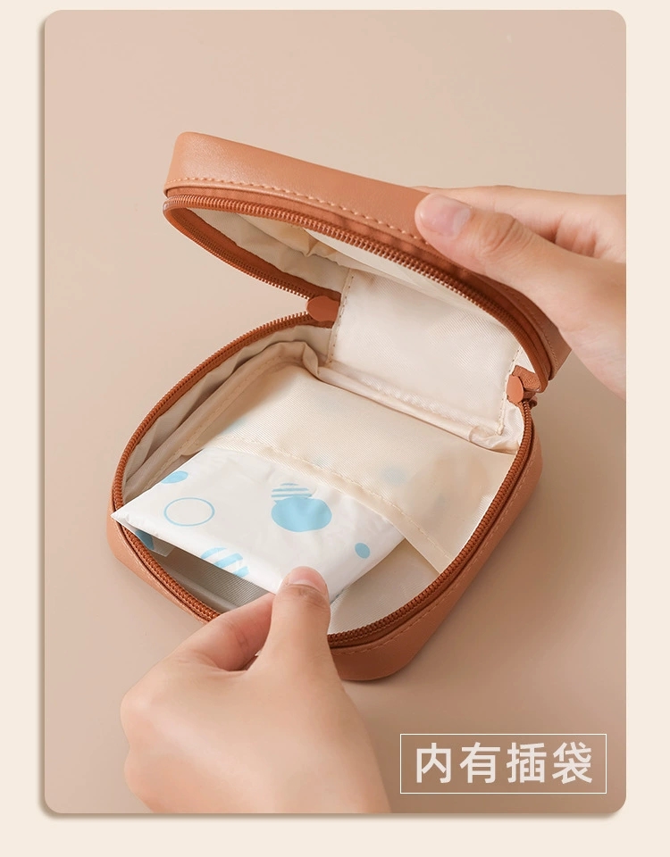 Cute PU large-capacity portable mini menstrual storage bag, postpartum care sanitary pad storage bag, loose change and lipstick storage bag detail image 12