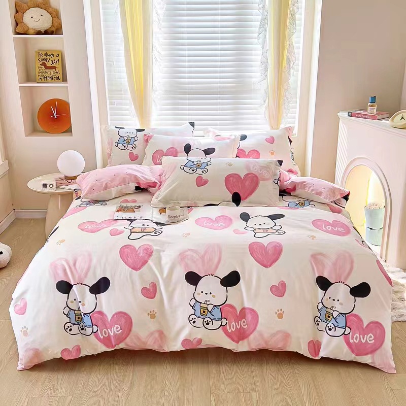 All-cotton four-piece set, 100% pure cotton twill printed quilt cover, quilt cover, bed sheet style, dormitory three-piece set gift group purchase details Picture