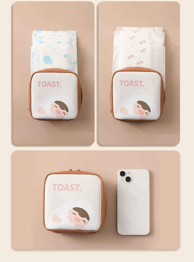 Cute PU large-capacity portable mini menstrual storage bag, postpartum care sanitary pad storage bag, loose change and lipstick storage bag detail image 6