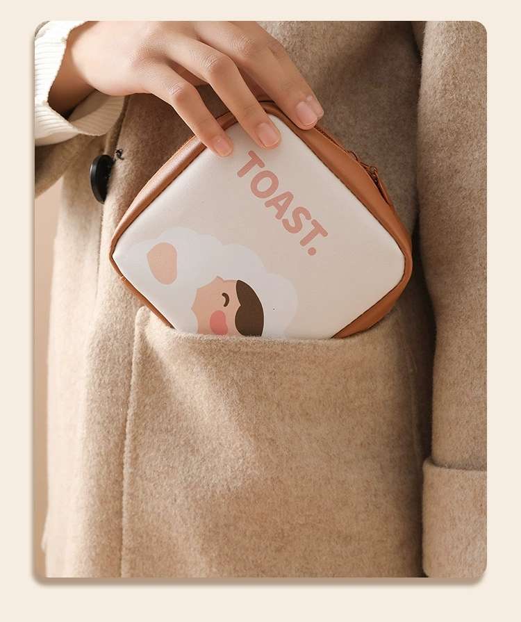 Cute PU large-capacity portable mini menstrual storage bag, postpartum care sanitary pad storage bag, loose change and lipstick storage bag details Picture