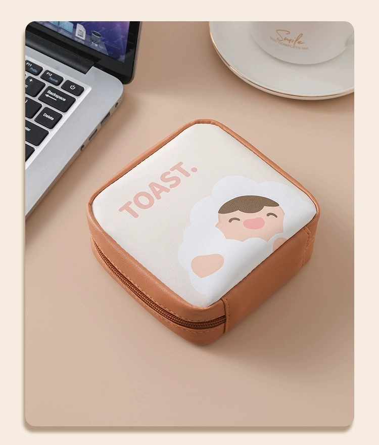 Cute PU large-capacity portable mini menstrual storage bag, postpartum care sanitary pad storage bag, loose change and lipstick storage bag Specification image