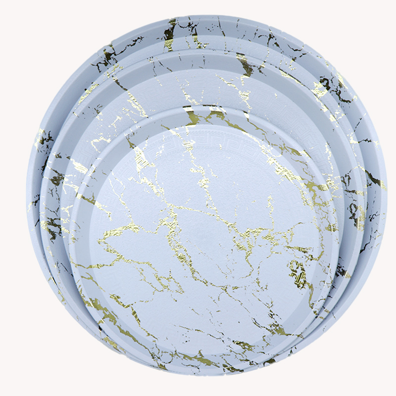 跨境外销厨房用品选品商用家用学生食堂餐用托盘商住两用置物盘黑色大理石白色大理石直径dia29cm36cm 40.5cm详情7