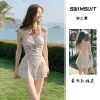 Swimsuit women, conservative one-piece sexy, hot spring, Internet celebrity style, high-end look, floral print, slimming, concealing flesh, small chest, pure and sensual style 1 details Picture