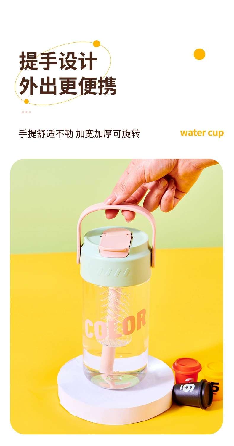 J63-JM709 plastic flower tea cup with tea bin, high appearance level, student Internet celebrity portable hand-held travel cup, straw cup detail image 9