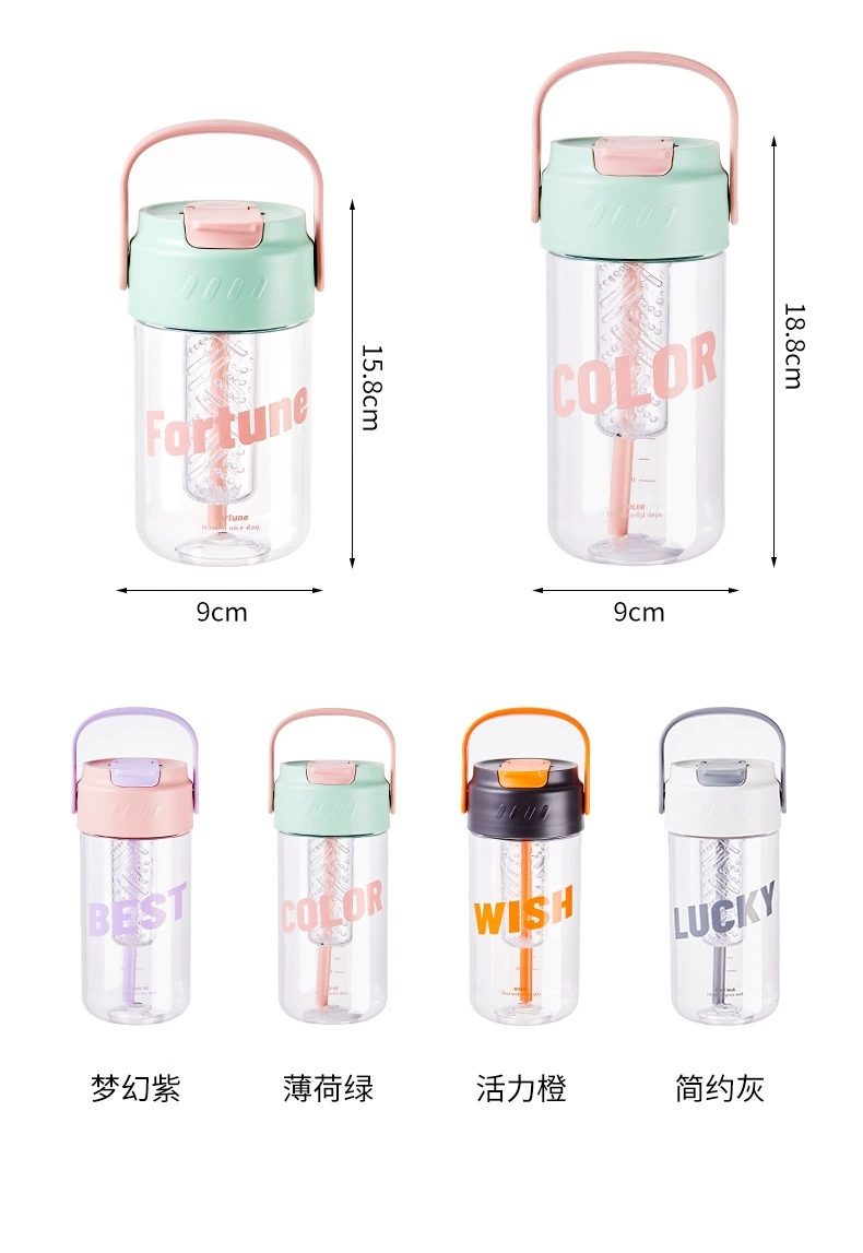 J63-JM709 plastic flower tea cup with tea bin, high appearance level, student Internet celebrity portable hand-held travel cup, straw cup detail image 12