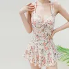 Swimsuit women, conservative one-piece sexy, hot spring, Internet celebrity style, high-end look, floral print, slimming, concealing flesh, small chest, pure and sensual style 1 Application Scenario