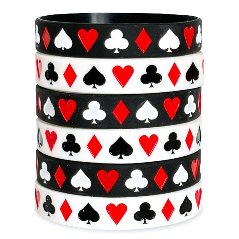 定制扑克风格橡胶手环填色黑桃红心梅花方块Poker Style硅胶手环定制扑克风格橡胶手环填色黑桃红心梅花方块Poker