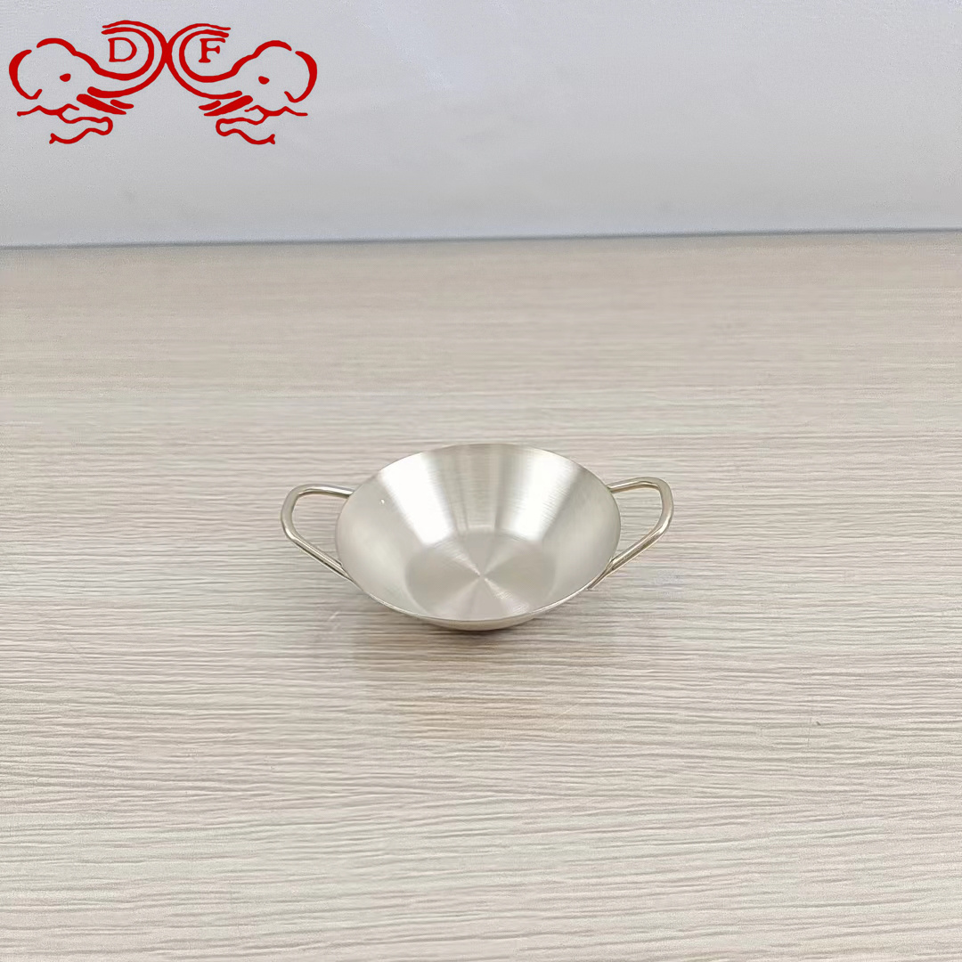 DF99297 Korean-style double-ear dish, Stainless steel dipping sauce dish, creative retro seasoning dish, barbecue and hot pot restaurant sauce dish, DF TRADINGHOUSE