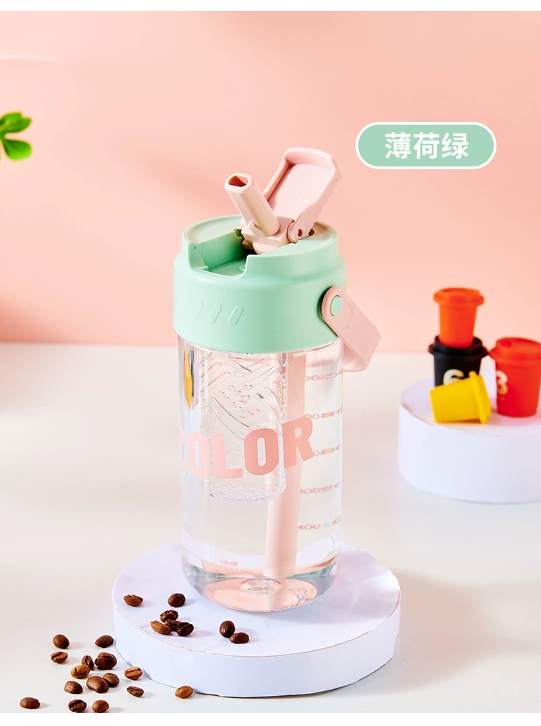 J63-JM709 plastic flower tea cup with tea bin, high appearance level, student Internet celebrity portable hand-held travel cup, straw cup details Picture