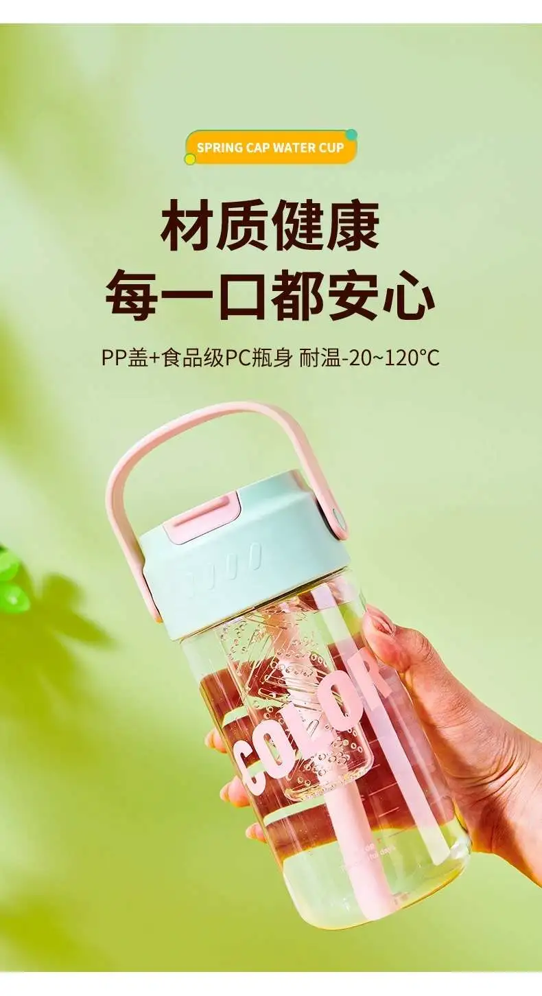 J63-JM709 plastic flower tea cup with tea bin, high appearance level, student Internet celebrity portable hand-held travel cup, straw cup detail image 4