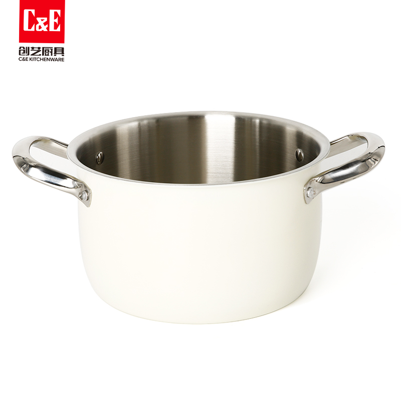 C&E Creative Stainless Steel steamer with double ears, high appearance level, multi-functional pot for steaming and boiling at the top and bottom, soup pot, kitchenware for home use pic 9