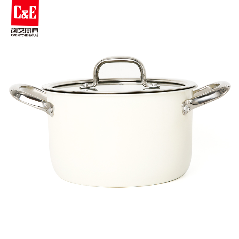 C&E Creative Stainless Steel steamer with double ears, high appearance level, multi-functional pot for steaming and boiling at the top and bottom, soup pot, kitchenware for home use pic 7