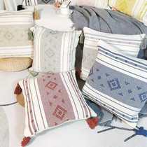 Ethnic wind knitted tufting series diamond lattice living room sofa pillow, pillow case