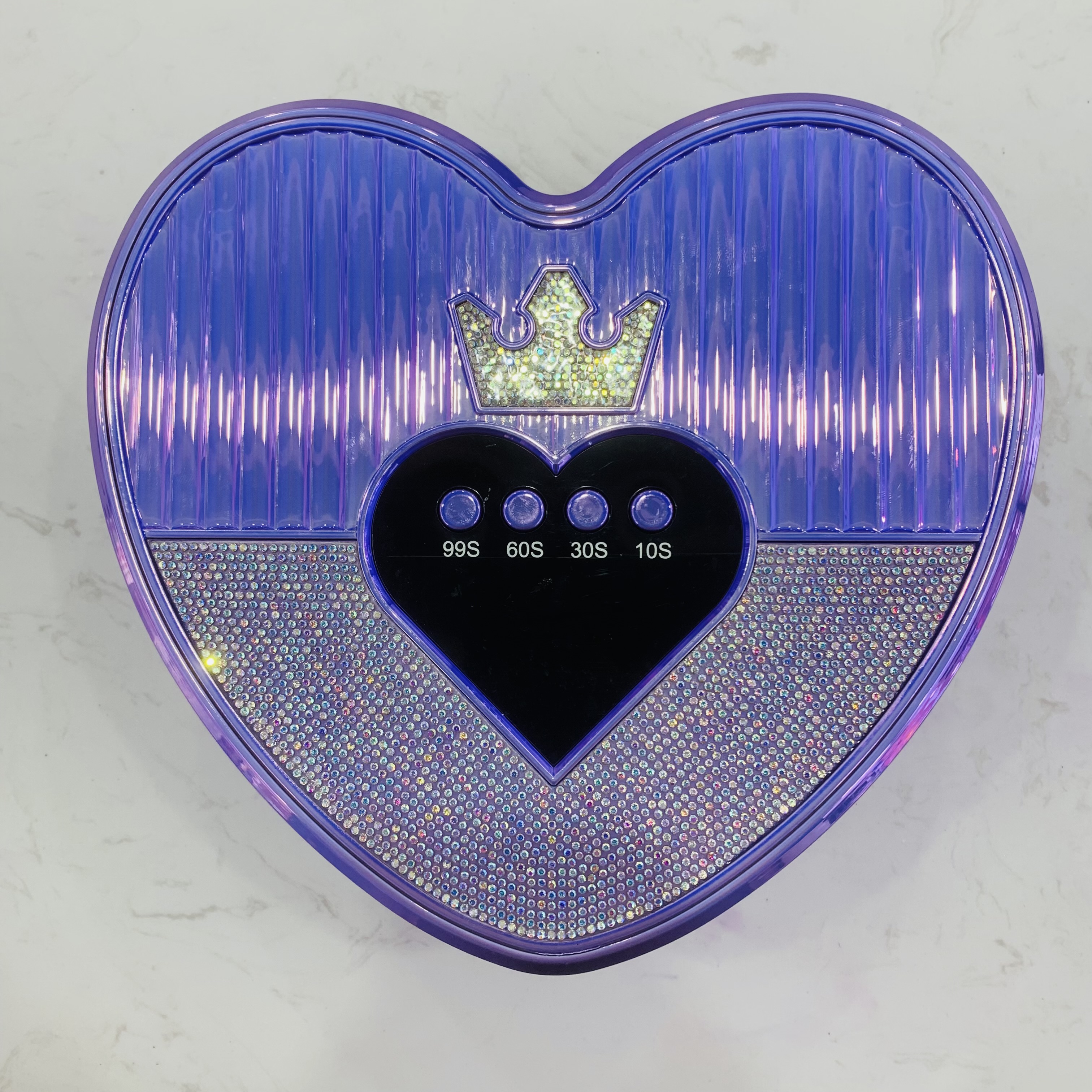 The new 288W high-power heart-shaped nail polish lamp features an intelligent sensor with 45 lamp beads and 4 timer Settings. The nail polish glue dries quickly without blackening your hands Specification drawing