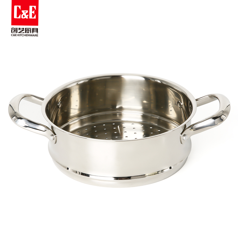 C&E Creative Stainless Steel steamer with double ears, high appearance level, multi-functional pot for steaming and boiling at the top and bottom, soup pot, kitchenware for home use pic 6