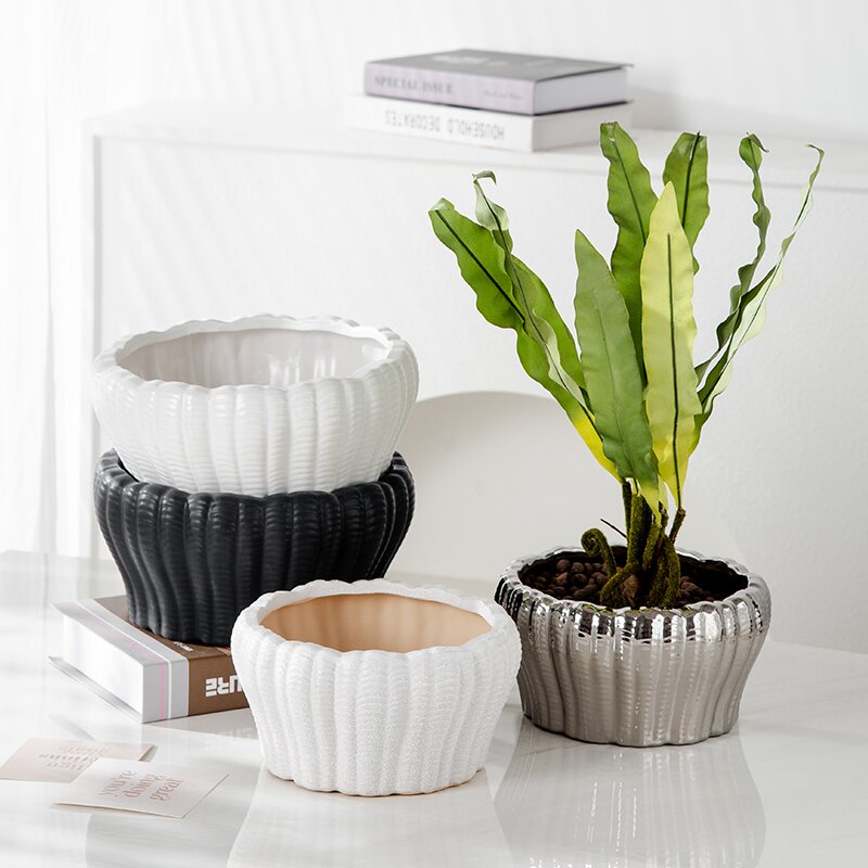 New ceramic flower POTS for gardening, Phalaenopsis succulents, black and white flower POTS and vases for living rooms, courtyards and hotels pic 1