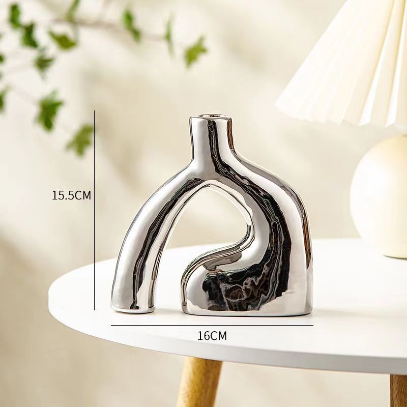 Modern home ceramic geometric art, simple Nordic ins vase, light luxury and high-end feel sample room living room decoration ornaments Specification image
