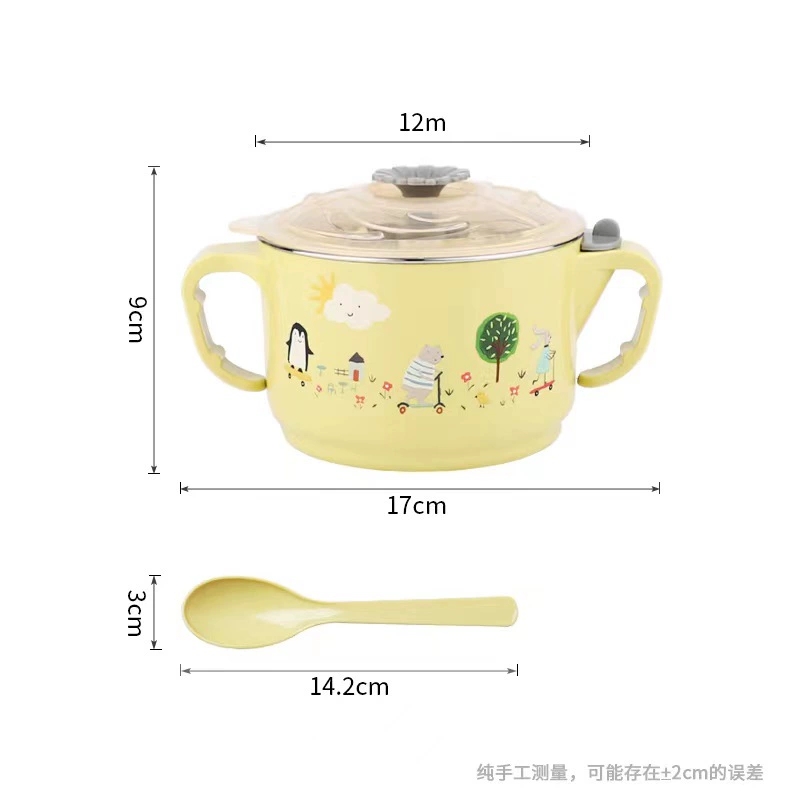 X111-2371 Cute Style double-handled covered stainless steel rice bowl with water filling and heat preservation bowl for children to eat rice bowls Application Scenario