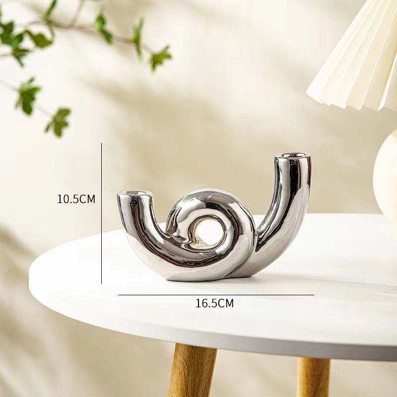 Modern home ceramic geometric art, simple Nordic ins vase, light luxury and high-end feel sample room living room decoration ornaments Item Picture