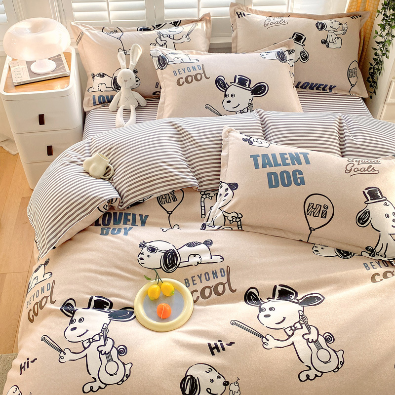 Plant cashmere four-piece set, student dormitory three-piece set, spring and summer four-piece set, bed sheets, quilt covers, bedding, home textiles wholesale, 200*230 size, customizable Specification image