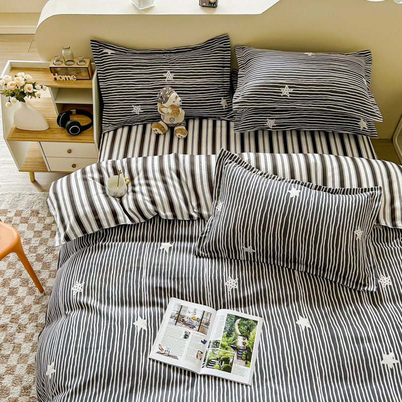 Plant cashmere four-piece set, student dormitory three-piece set, spring and summer four-piece set, bed sheets, quilt covers, bedding, home textiles wholesale, 200*230 size, customizable Application Scenario