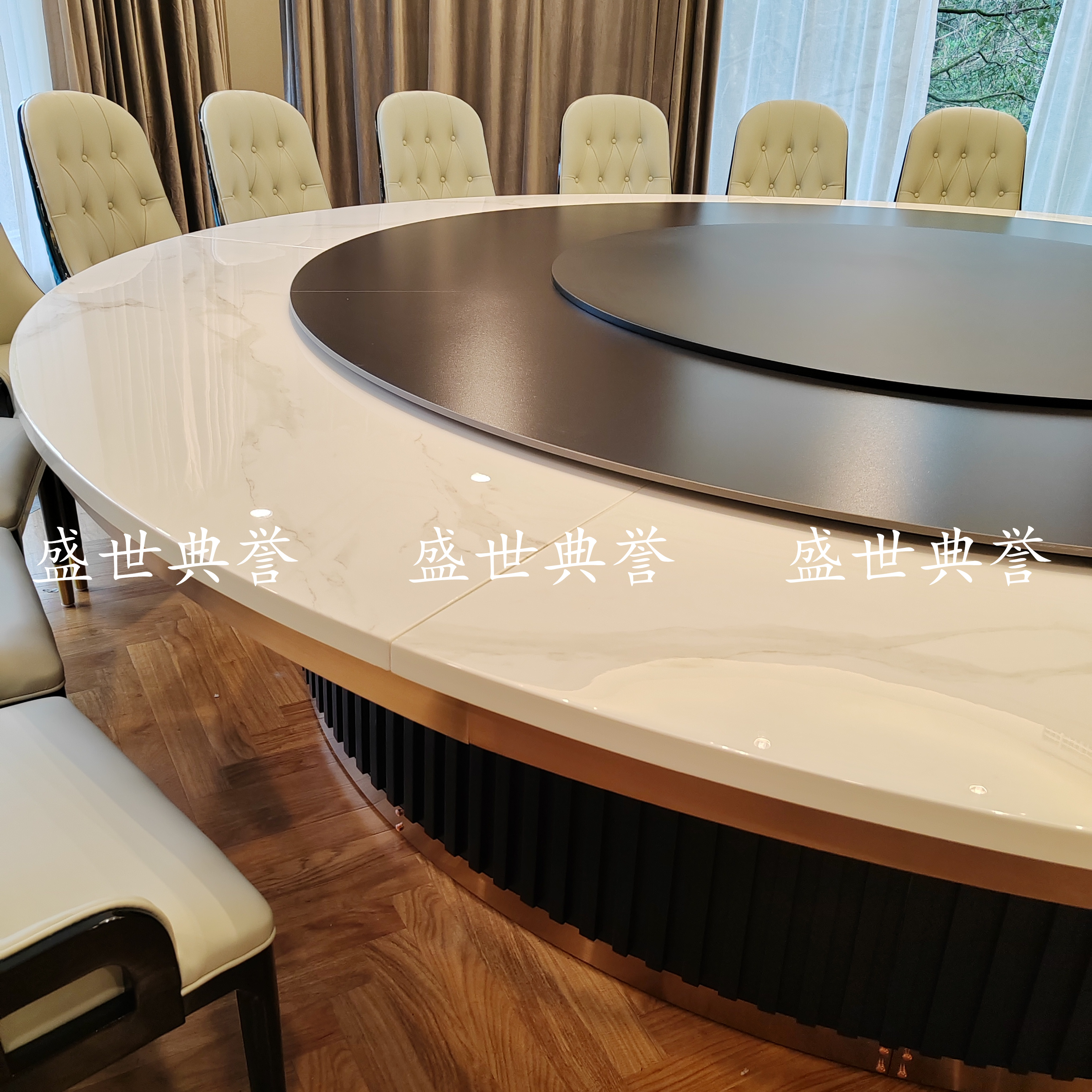 Baiyin star hotel solid wood furniture, conference center solid wood electric dining table, high-end club marble electric table Application Scenario