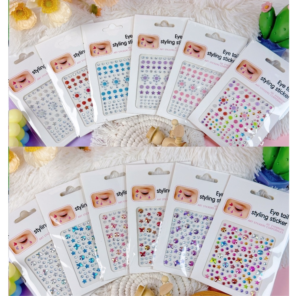 Sparkling cheek stickers, face stickers, decorative princess face stickers, diamond stickers, stage performance eye makeup, water diamond stickers details Picture